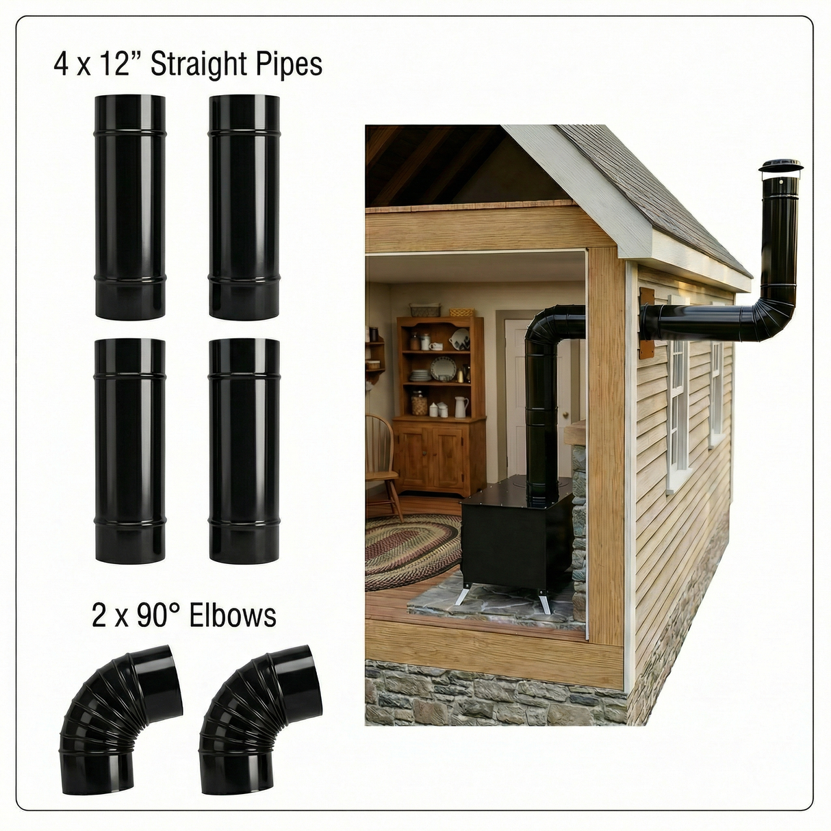 Stovepipe Expansion Sets for Trailblazer Cookstove (2 Elbows 4 Straight Pipe)