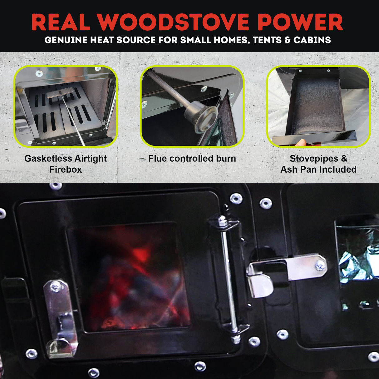 Trailblazer Wood Cookstove from Stonehouse Forge - Outdoor Cooking, Tent Stove, Small Homes, Wall Tents
