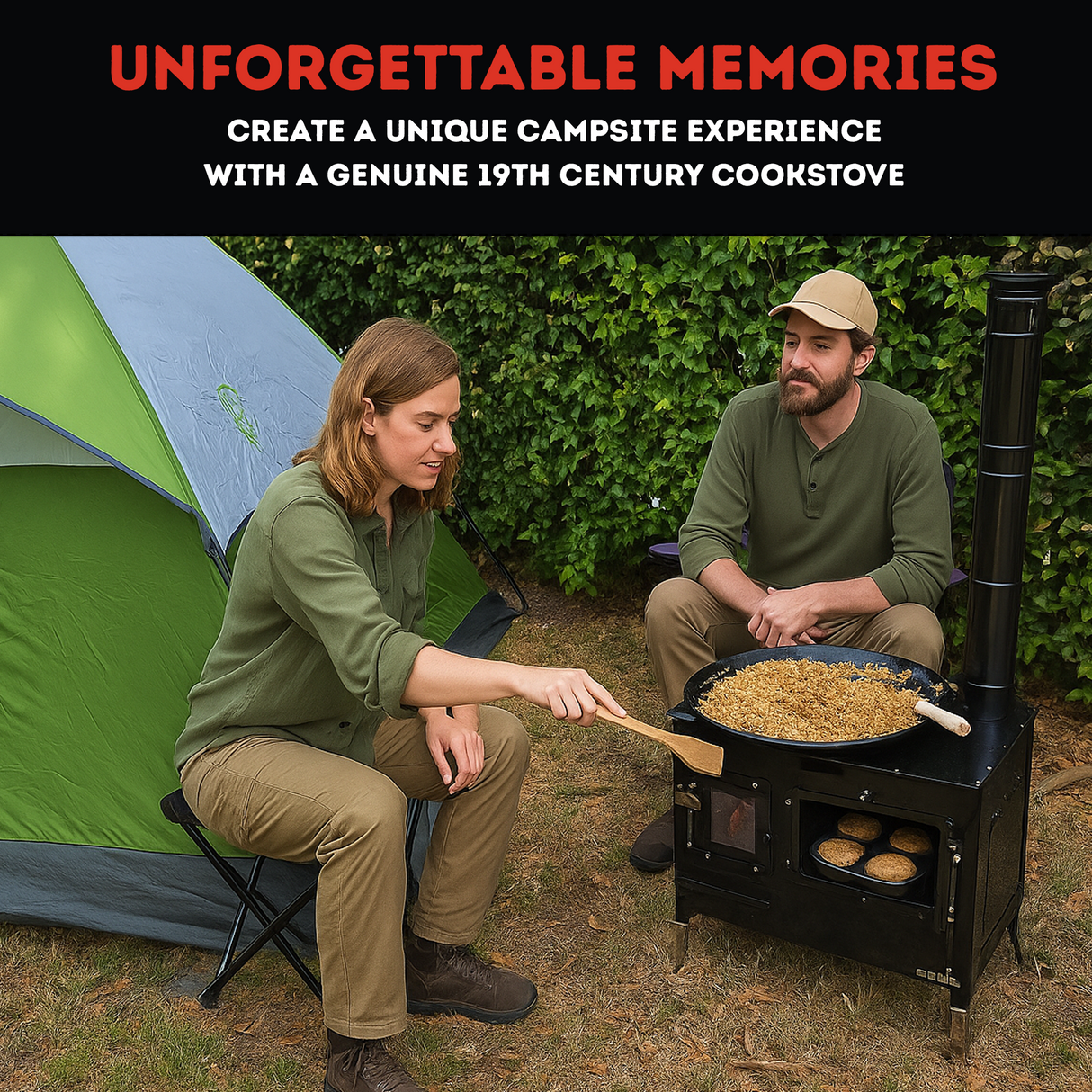 Trailblazer Wood Cookstove from Stonehouse Forge - Outdoor Cooking, Tent Stove, Small Homes, Wall Tents