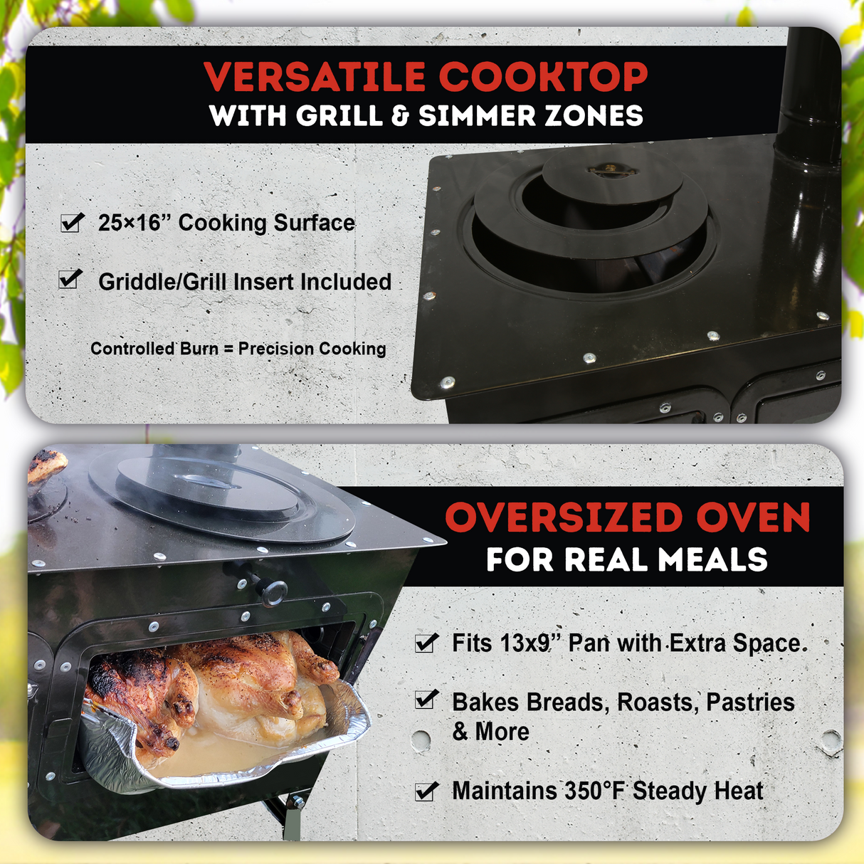 Trailblazer Wood Cookstove from Stonehouse Forge - Outdoor Cooking, Tent Stove, Small Homes, Wall Tents