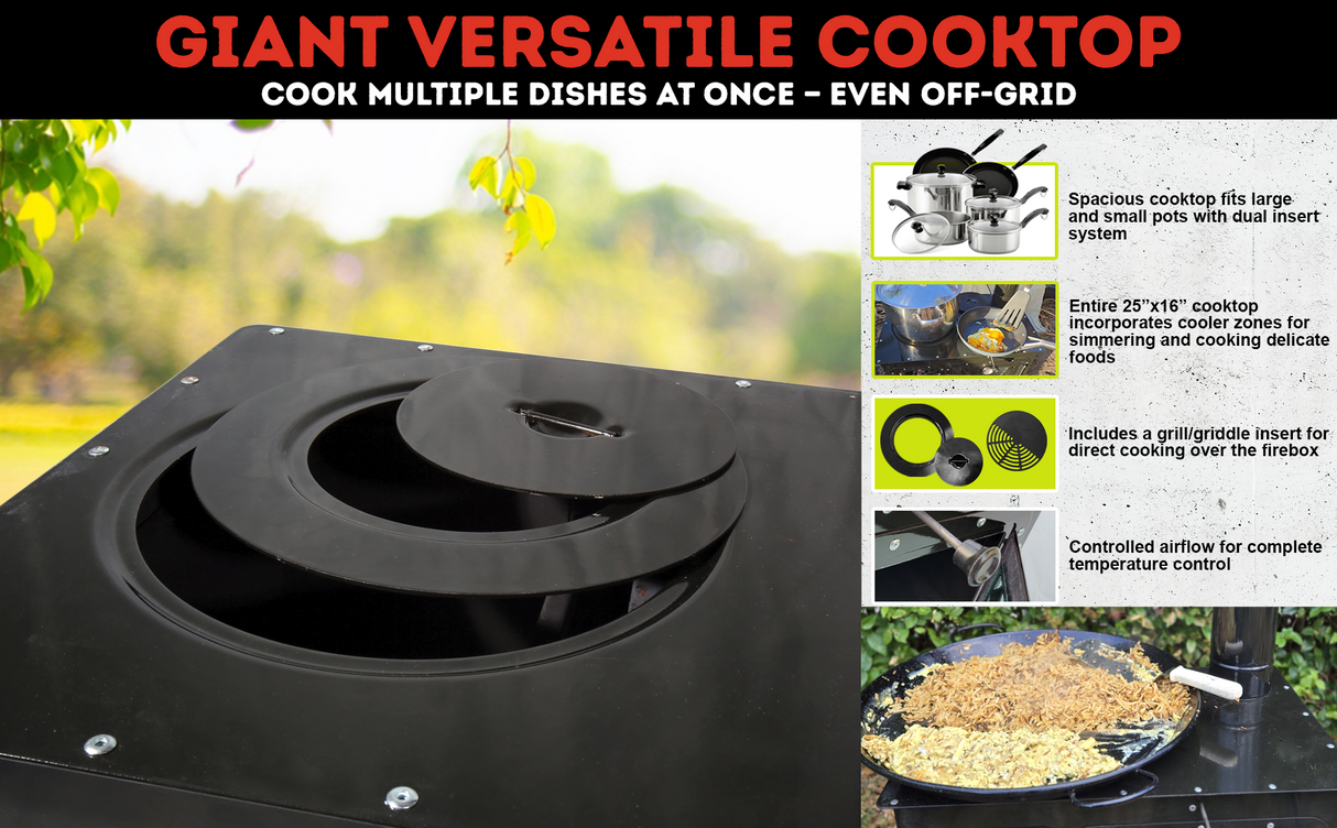 Trailblazer Wood Cookstove from Stonehouse Forge - Outdoor Cooking, Tent Stove, Small Homes, Wall Tents