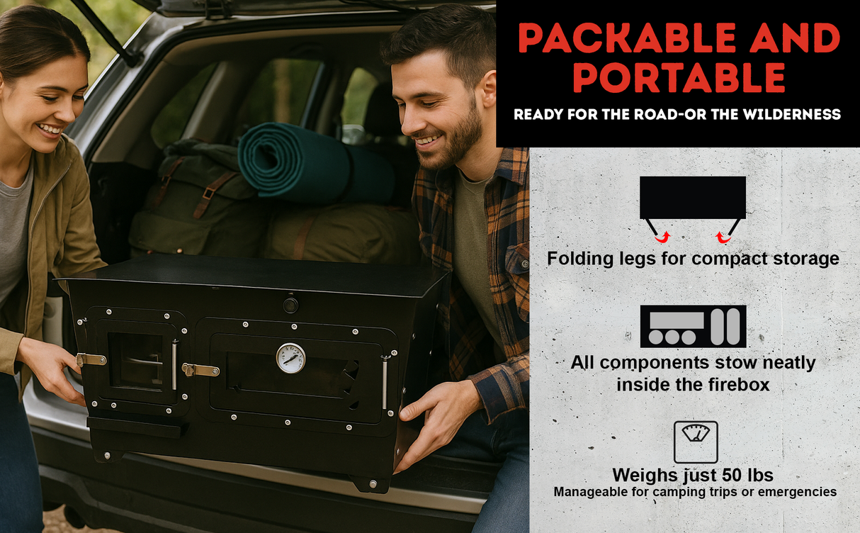 Trailblazer Wood Cookstove from Stonehouse Forge - Outdoor Cooking, Tent Stove, Small Homes, Wall Tents