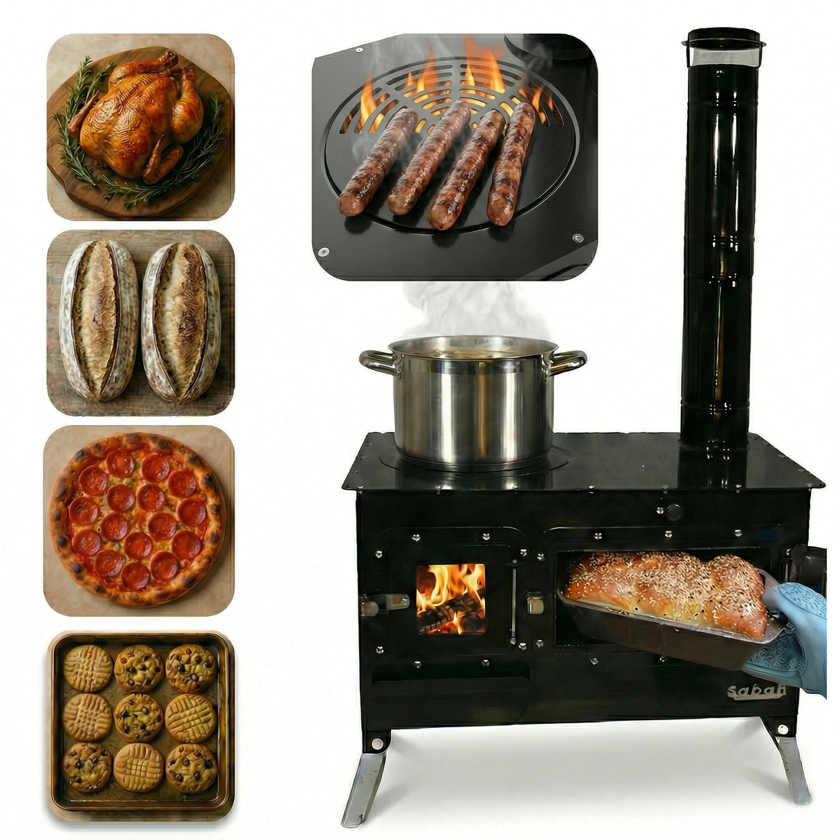 Trailblazer Wood Cookstove from Stonehouse Forge - Outdoor Cooking, Tent Stove, Small Homes, Wall Tents