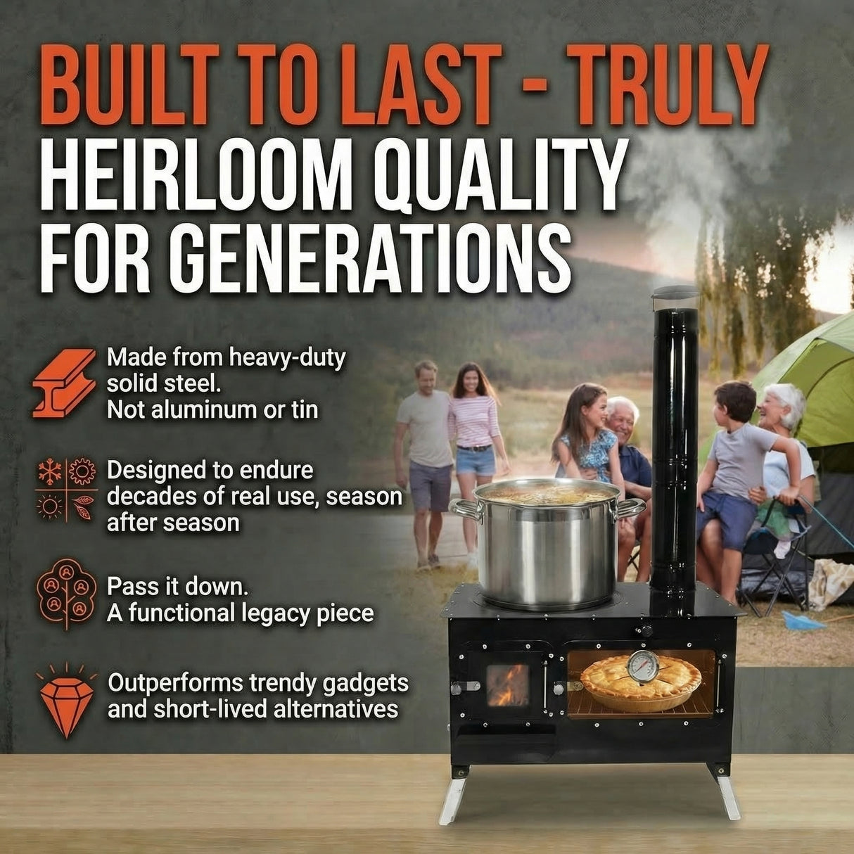 Trailblazer Wood Cookstove from Stonehouse Forge - Outdoor Cooking, Tent Stove, Small Homes, Wall Tents