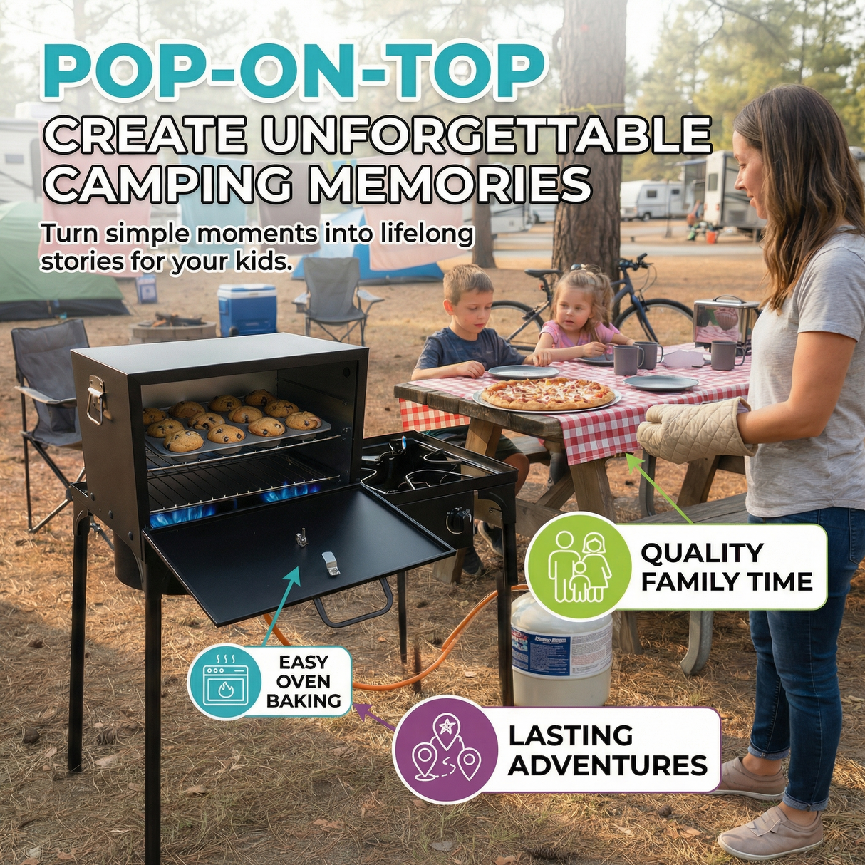 Pop-On-Top Camping Oven - Turn Any Heat Source Into a Full Baking Oven!