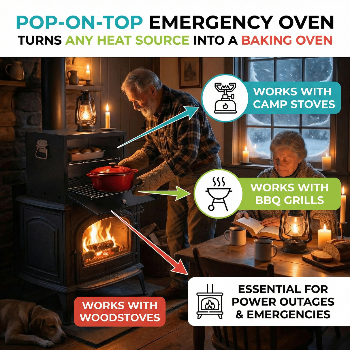 Pop-On-Top Camping Oven - Turn Any Heat Source Into a Full Baking Oven!