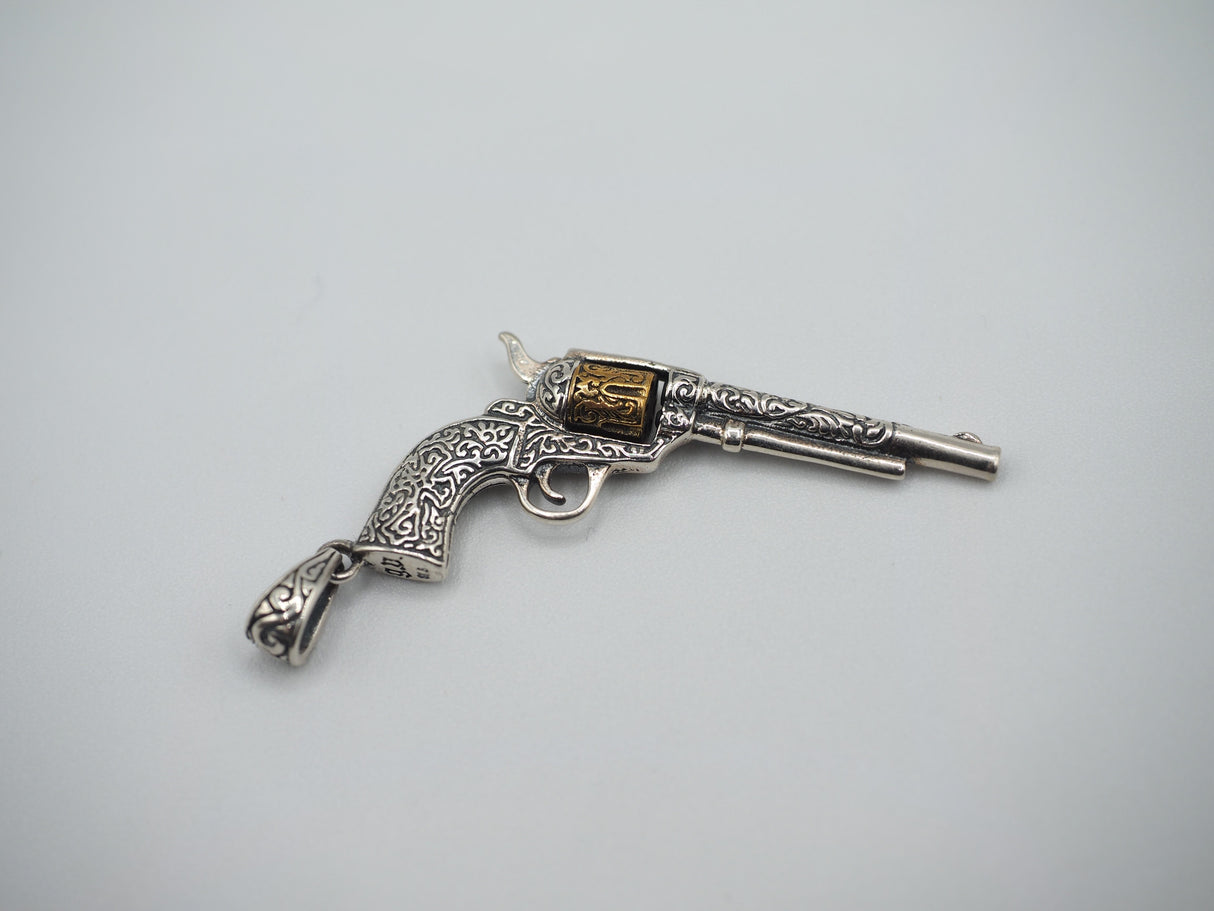 Engraved Pendent Black Powder Gun Necklace