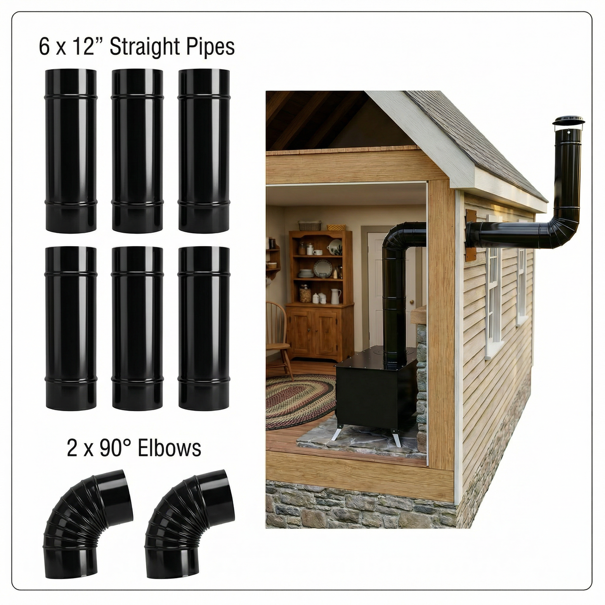 Stovepipe Expansion Sets for Trailblazer Cookstove (2 Elbows 6 Straight Pipe)