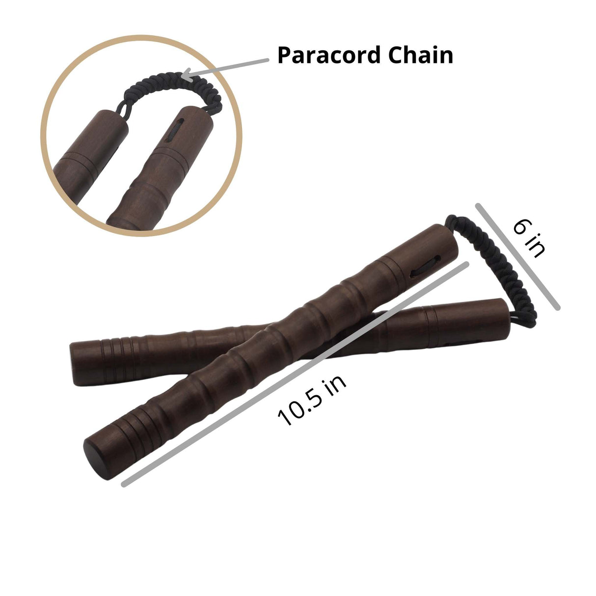 Wood Nunchaku with Paracord Chain - Riveted
