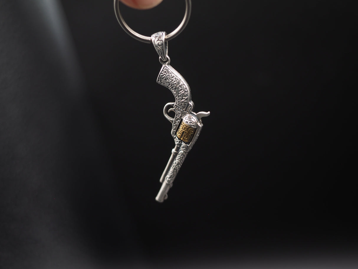 Engraved Pendent Black Powder Gun Necklace