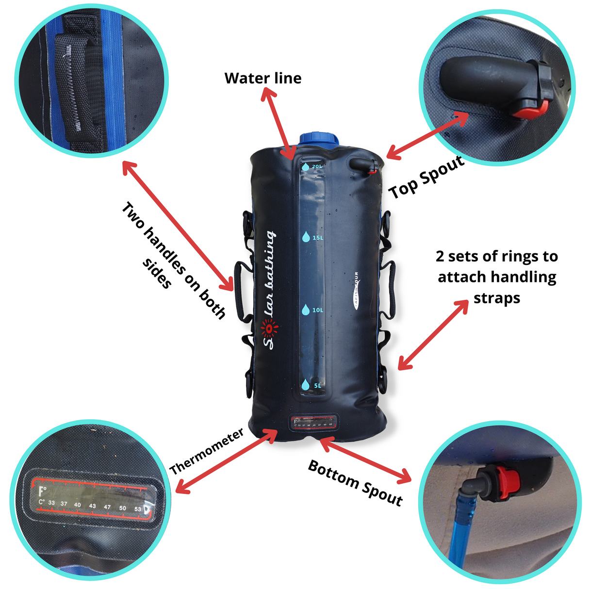 20L Gravity Water Bag - Shower & Storage