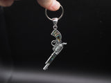 Colt Revolver Necklace Pendant Abalone Mother of Pearl Silver Plated