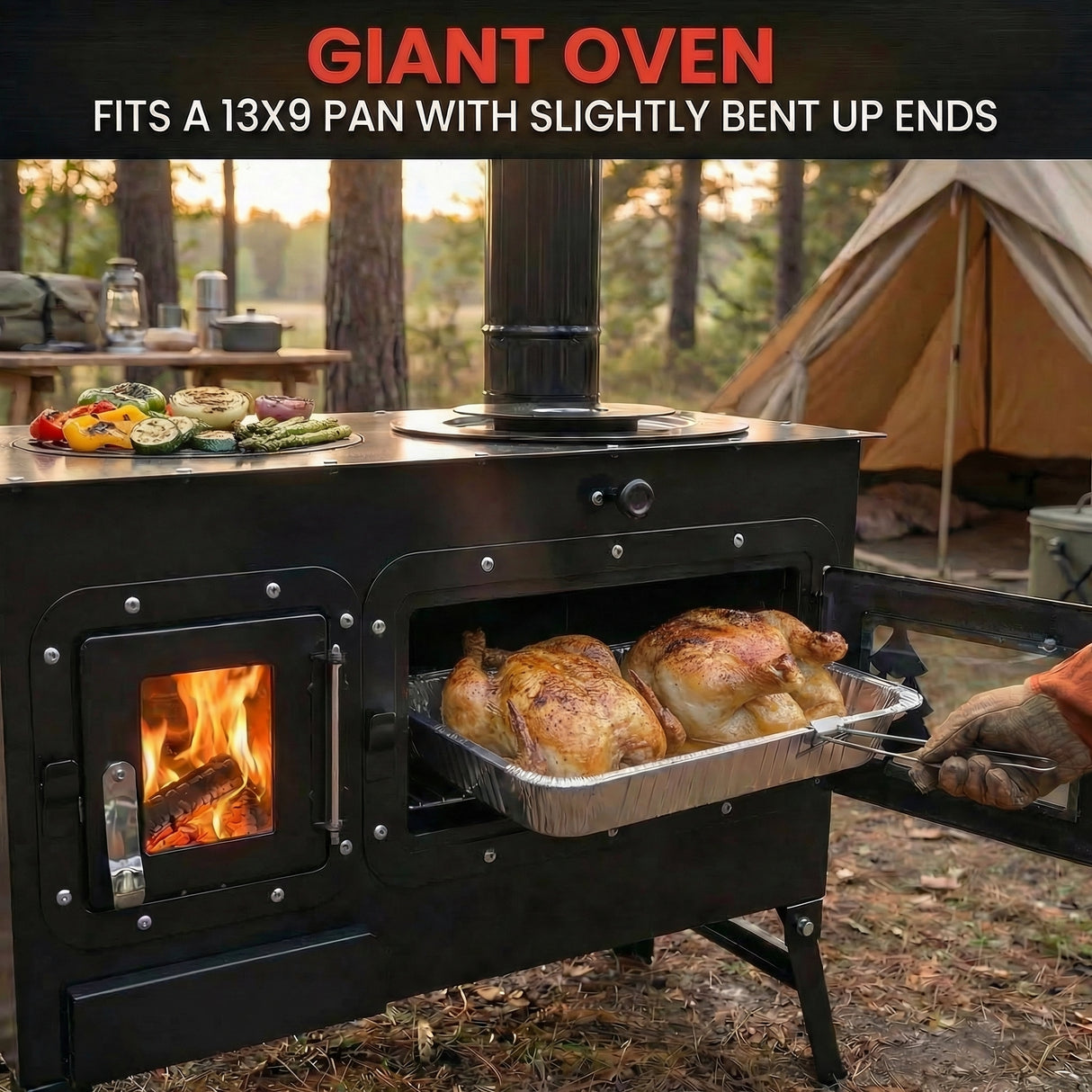 Trailblazer Wood Cookstove  from Stonehouse Forge - Outdoor Cooking, Tent Stove, Small Homes, Wall Tents