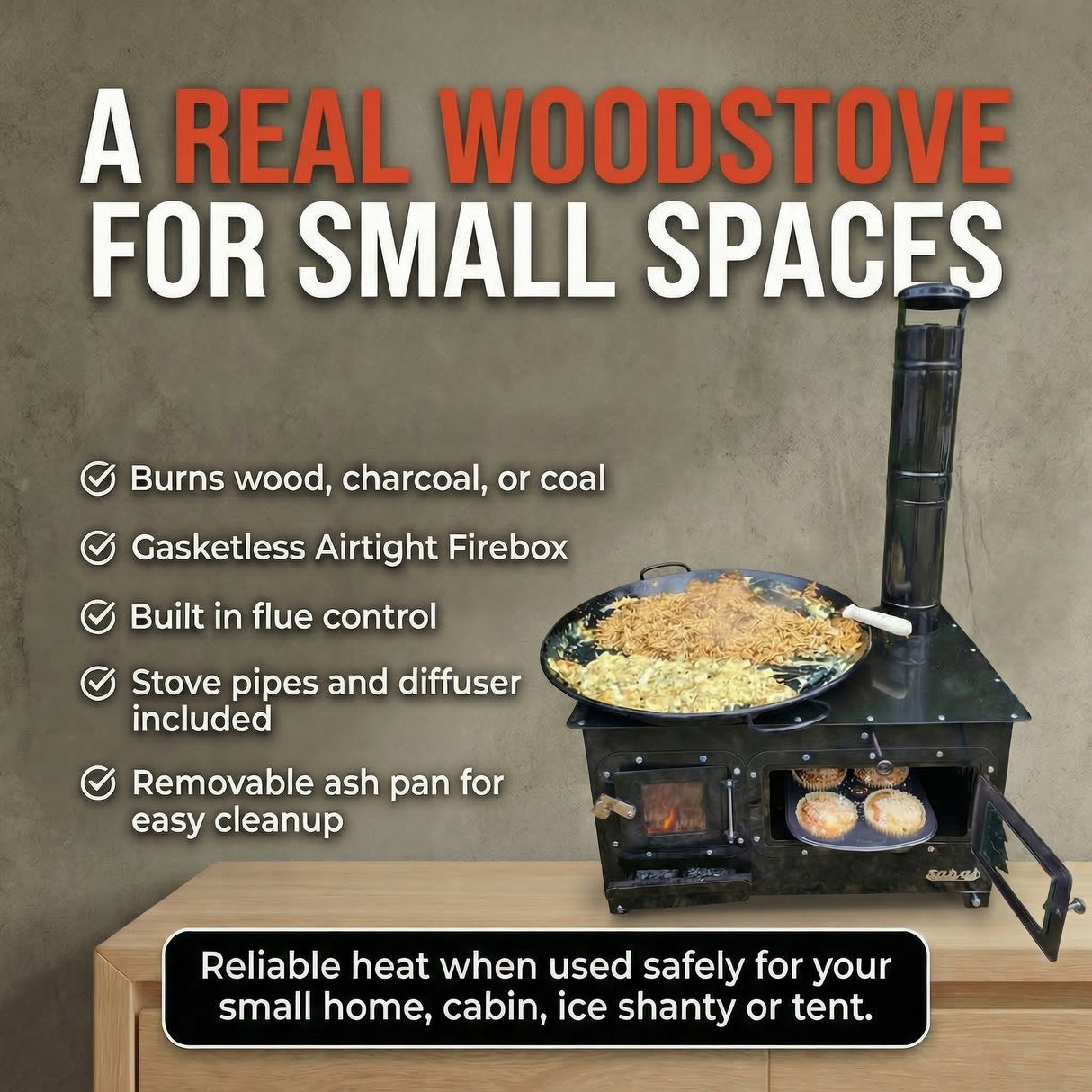 Trailblazer Wood Cookstove  from Stonehouse Forge - Outdoor Cooking, Tent Stove, Small Homes, Wall Tents